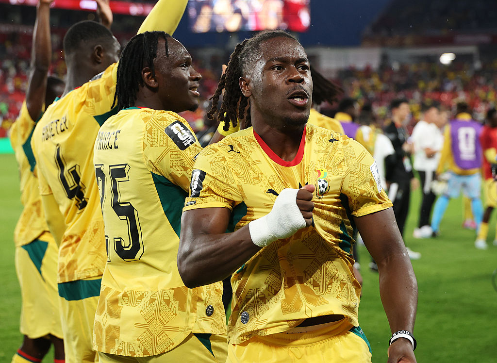 TORONTO, ONTARIO - JUNE 17: Brandon Thomas-Asante of Ghana celebrates the team's 1-0 victory in the FIFA World Cup 2026 Group L match between Ghana and Panama at Toronto Stadium on June 17, 2026