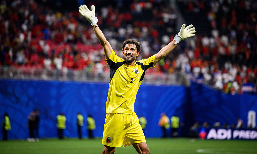 Vozinha of Cape Verde shows appreciation to the fans after the FIFA World Cup 2026 Group H match between Spain and Cape Verde at Atlanta Stadium.