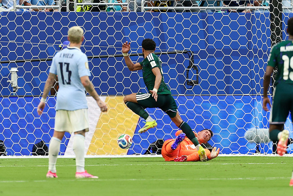 Saudi Arabia's Abdulelah al-Amri opened the scoring against Uruguay