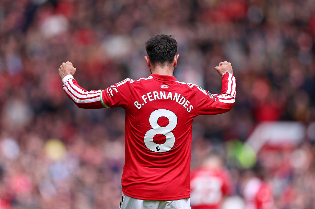 Bruno Fernandes of Manchester United reacts after the final whistle of the Premier League match between Manchester United and Nottingham Forest at Old Trafford on May 17, 2026 in Manchester, England.