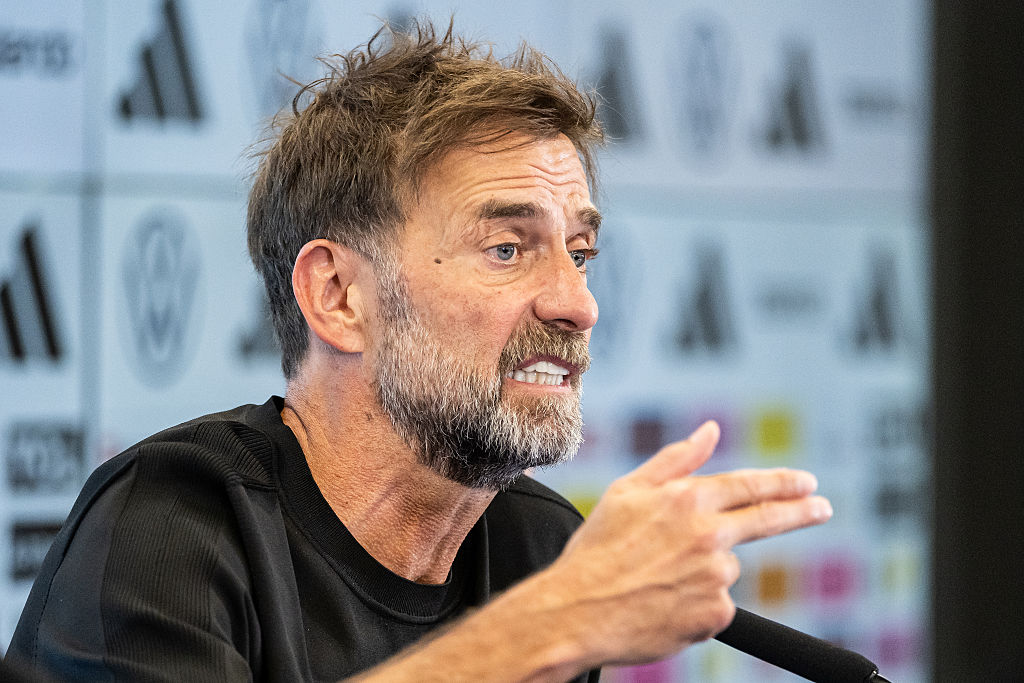 Jurgen Klopp at his first press conference as Germany boss